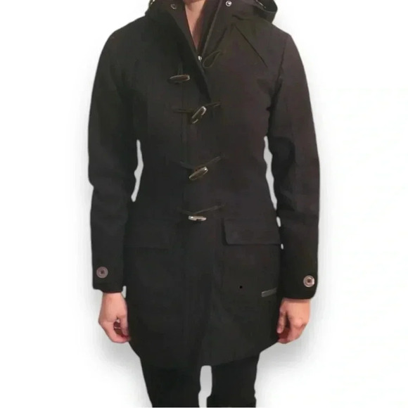 Merrell Jackets & Blazers - Merrell Women’s Opti-Warm Toggle Closure Black Sm Hooded Mid Length Duffel Coat